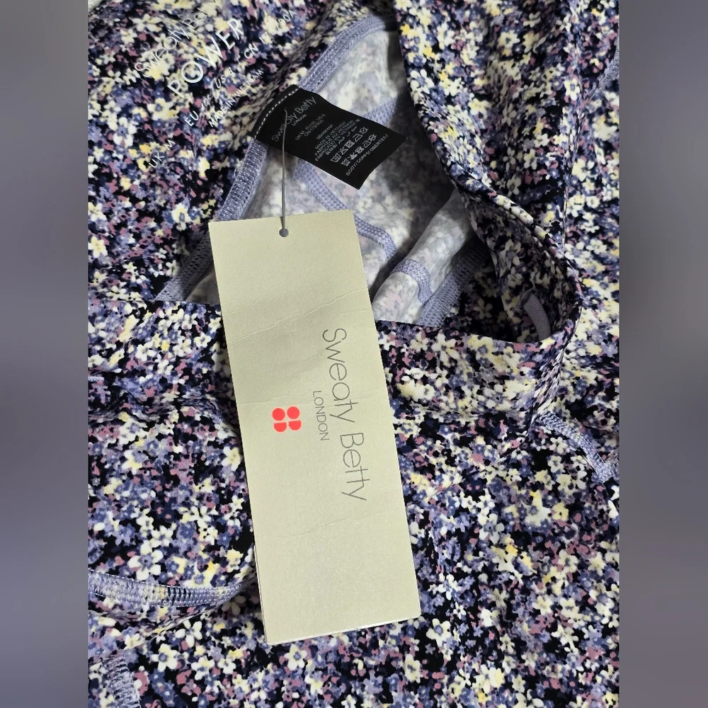 Sweaty Betty Power Cropped Workout Leggings Floral  Purple Meadow Print - Picture 10 of 14